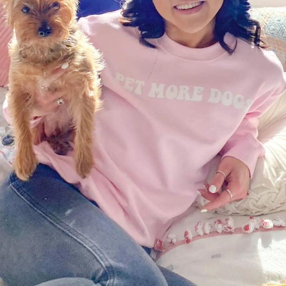 Pet More Dogs Pink Unisex Crewneck Long Sleeve Sweatshirt